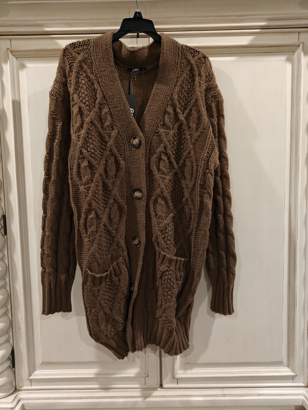 Cozy Cable Knit Brown Women's Cardigan Sweater